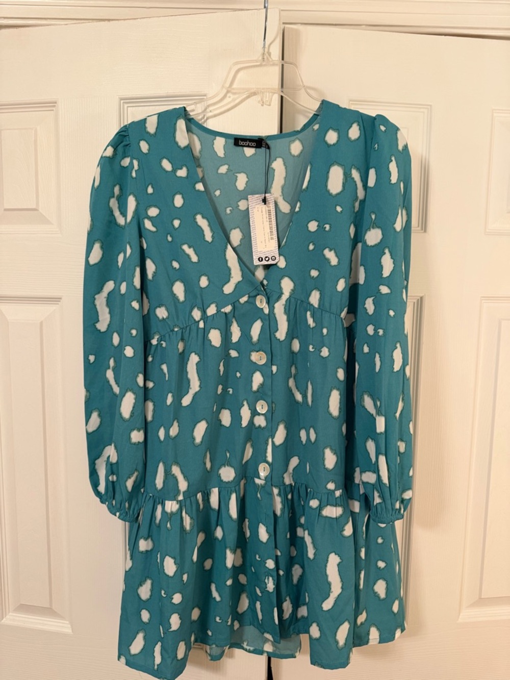 River Island Teal & White Printed Dress